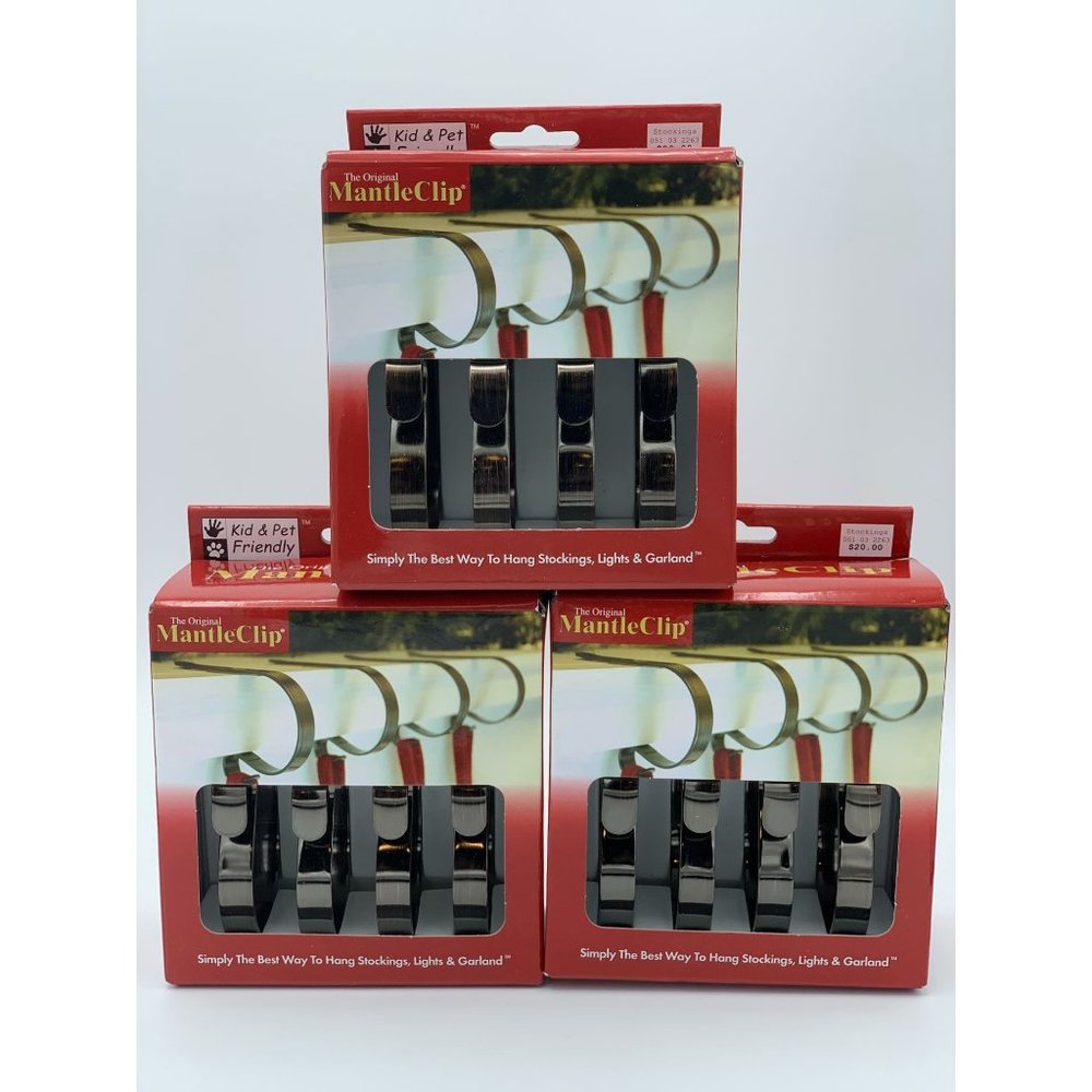 MantleClip 12 pack, Rubbed Bronze, Holiday Mantle Stocking Holder, Light, Garlan